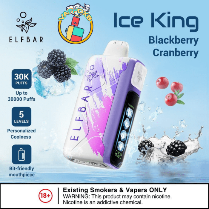 Elf Bar Ice King 30000 Puffs disposable vape in Dubai—5% nicotine, 20 ml, 14 flavours