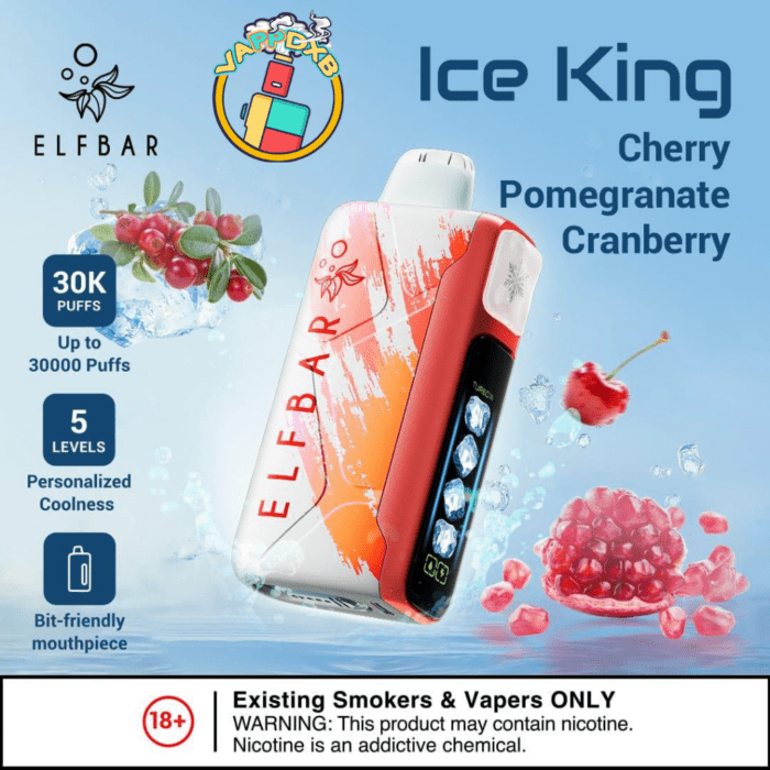 Elf Bar Ice King 30000 Puffs disposable vape in Dubai—5% nicotine, 20 ml, 14 flavours