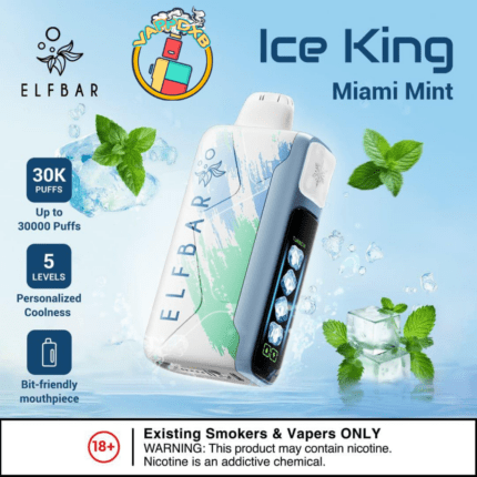 Elf Bar Ice King 30000 Puffs disposable vape in Dubai—5% nicotine, 20 ml, 14 flavours