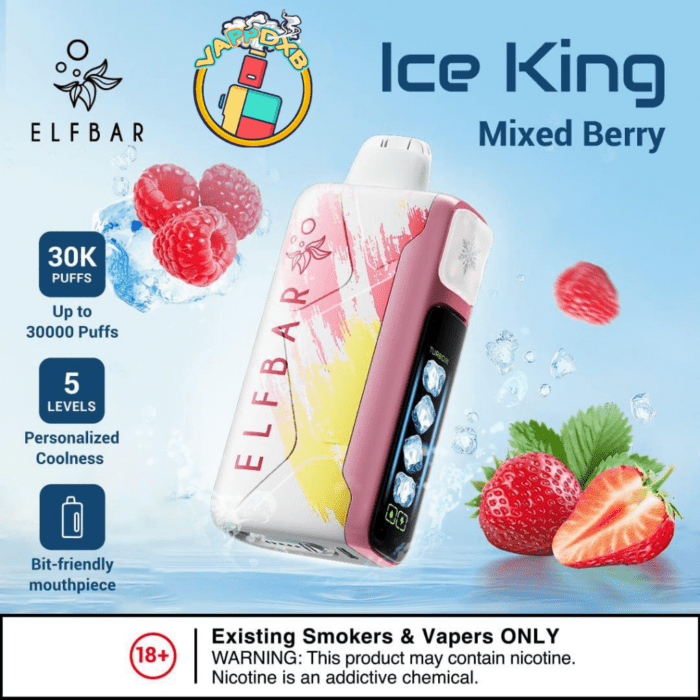 Elf Bar Ice King 30000 Puffs disposable vape in Dubai—5% nicotine, 20 ml, 14 flavours