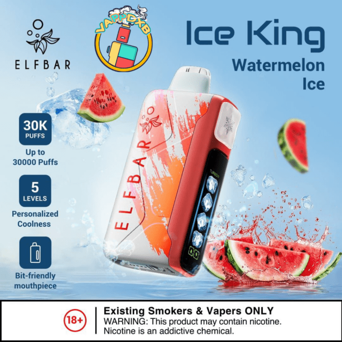 Elf Bar Ice King 30000 Puffs disposable vape in Dubai—5% nicotine, 20 ml, 14 flavours