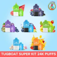 Tugboat 24000 Puffs vape device with sleek design, showcasing dual 12000-puff containers, premium flavours, and high-quality materials for a smooth and satisfying vaping experience.