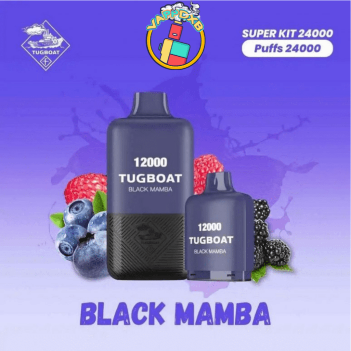Tugboat 24000 Puffs vape device with sleek design, showcasing dual 12000-puff containers, premium flavours, and high-quality materials for a smooth and satisfying vaping experience.