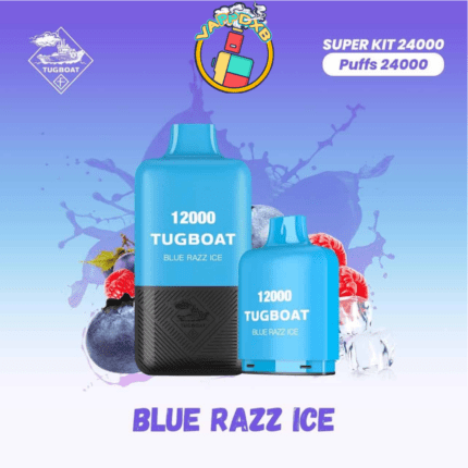 Tugboat 24000 Puffs vape device with sleek design, showcasing dual 12000-puff containers, premium flavours, and high-quality materials for a smooth and satisfying vaping experience.