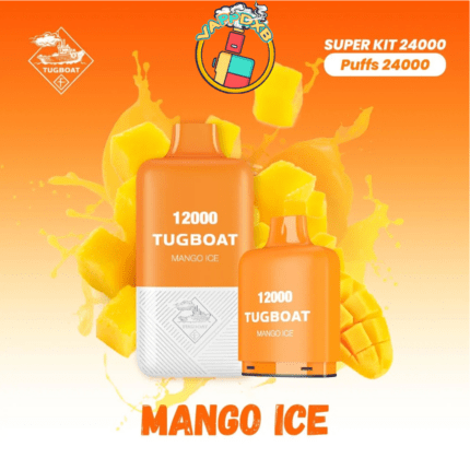 Tugboat 24000 Puffs vape device with sleek design, showcasing dual 12000-puff containers, premium flavours, and high-quality materials for a smooth and satisfying vaping experience.