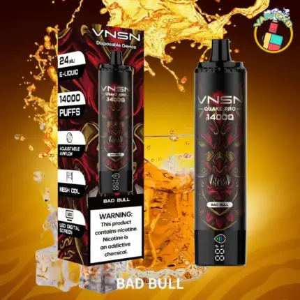 VNSN Quake Pro 14000 Puffs disposable vape with LED screen and airflow control in Dubai