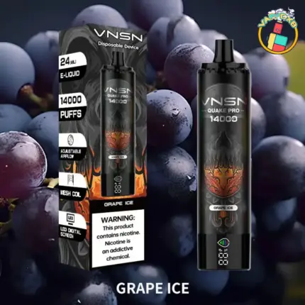 VNSN Quake Pro 14000 Puffs disposable vape with LED screen and airflow control in Dubai