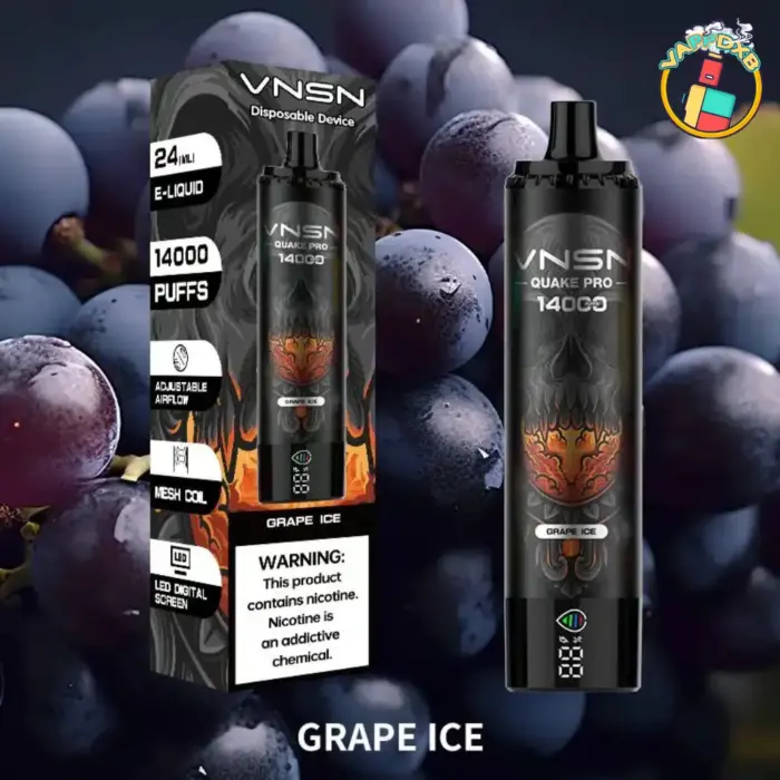 VNSN Quake Pro 14000 Puffs disposable vape with LED screen and airflow control in Dubai